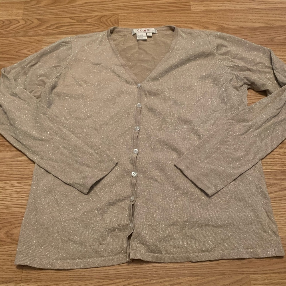 Como button up gold cardigan